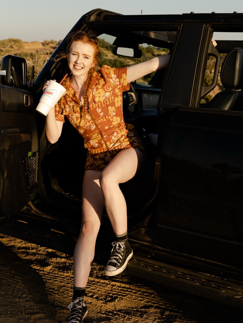 Urban Outfitters Rust Floral Short Sleeve Romper